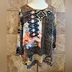 Jade by Jane Mixed Print Dolman Sleeve Top Size XL